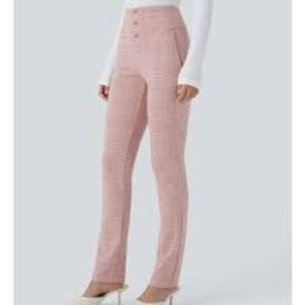 5-NWT HALARA FLEX HIGH WAISTED HOUDSTOOTH PLAID SKINNY WORK PANTS WITH POCKETS - Picture 4 of 4